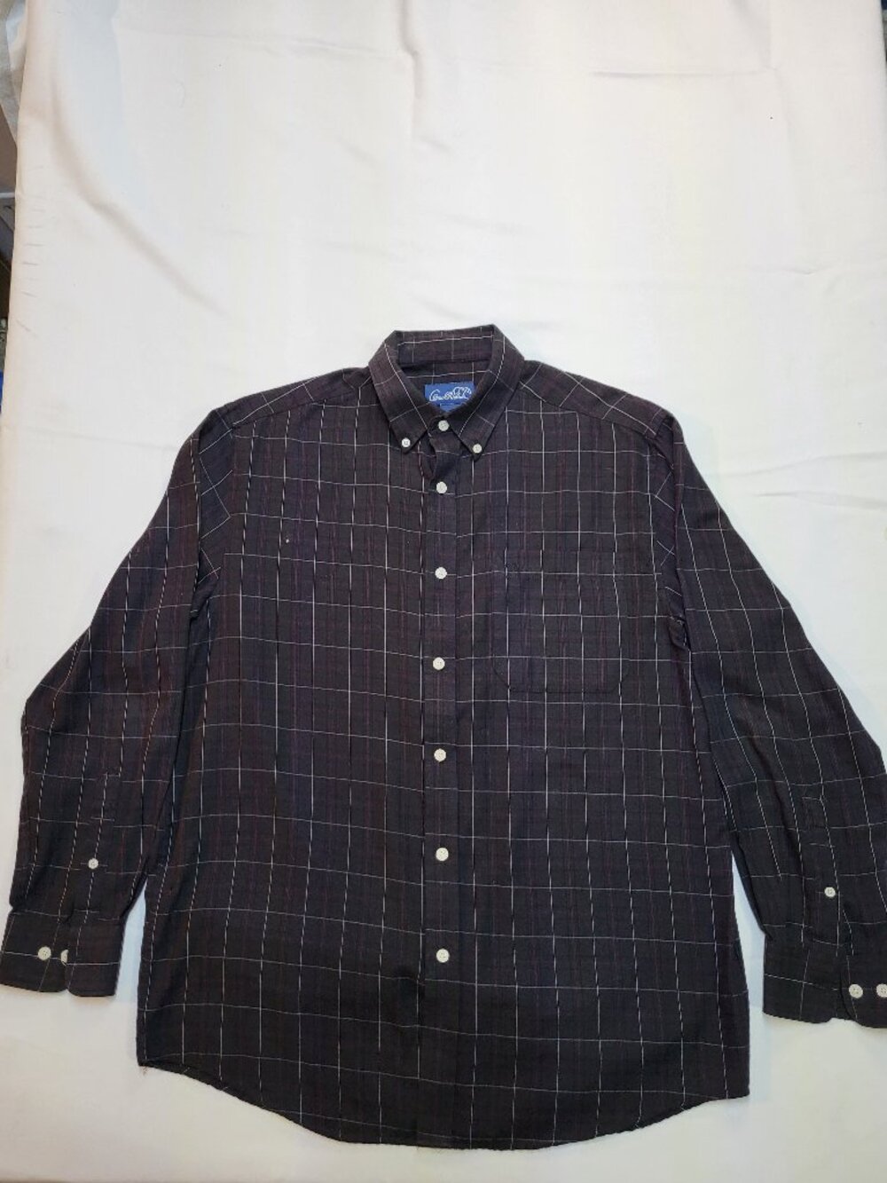 Arnold Palmer Men’s Plaid Button-Up Shirt Medium Black Long Sleeve Casual